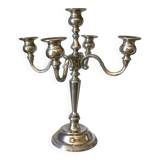 5-branch silver-plated metal candle holder