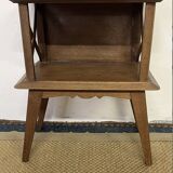 Bedside table with crossbars, vintage compass legs