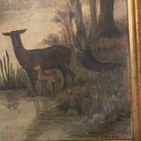Old oil on canvas “forest scene” signed
