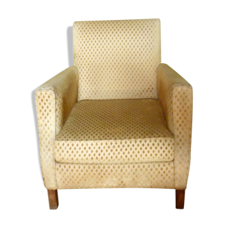 Old gold velvet armchair art deco 1940s