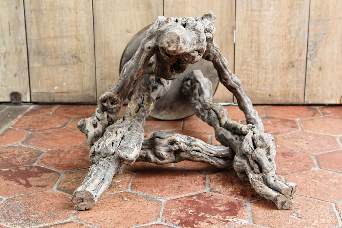 Brutalist stool, vines