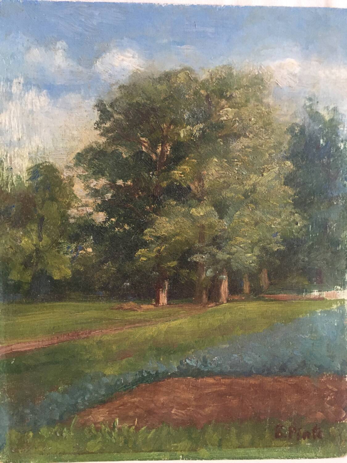 Old painting Forest landscape.