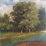 Old painting Forest landscape.