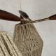 Scandinavian teak and rattan waterfall pendant light