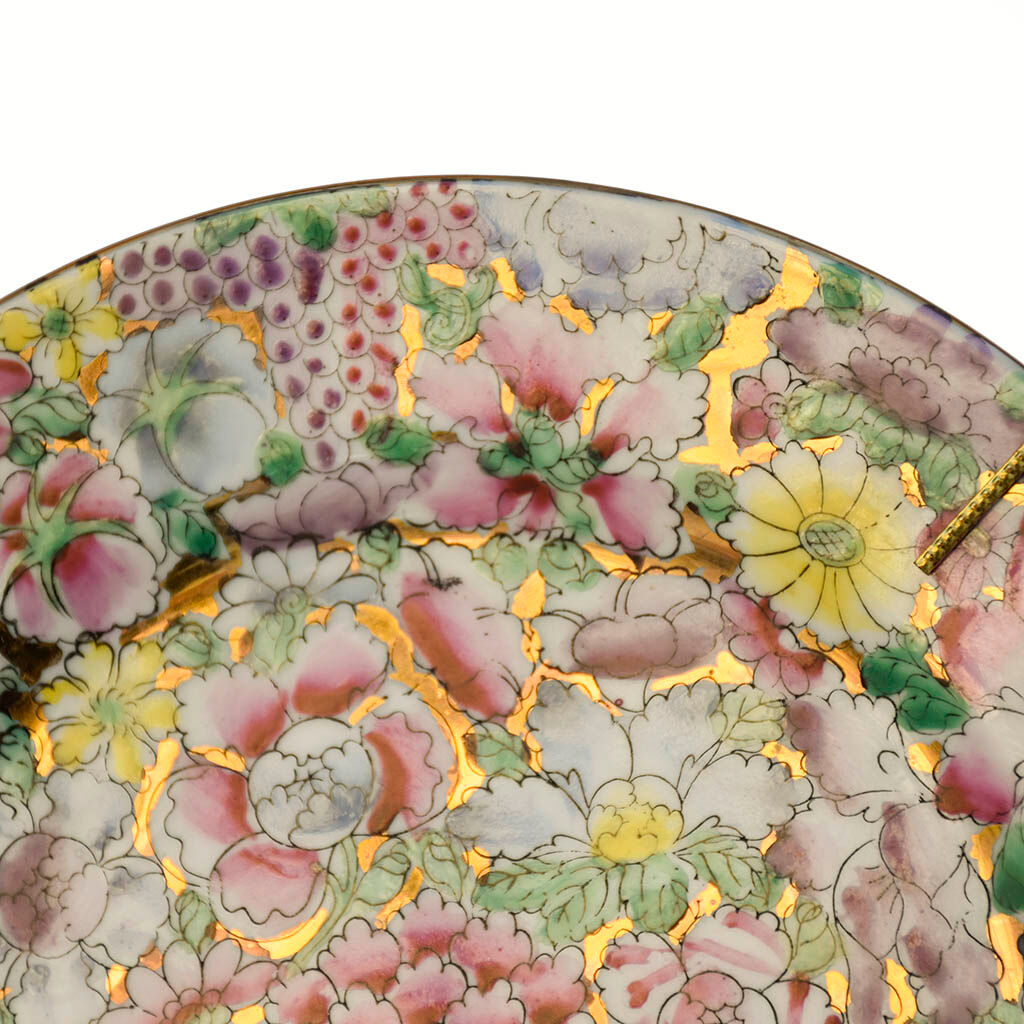 Chinese porcelain plate gold gold decorated with a thousand flowers Qianlong