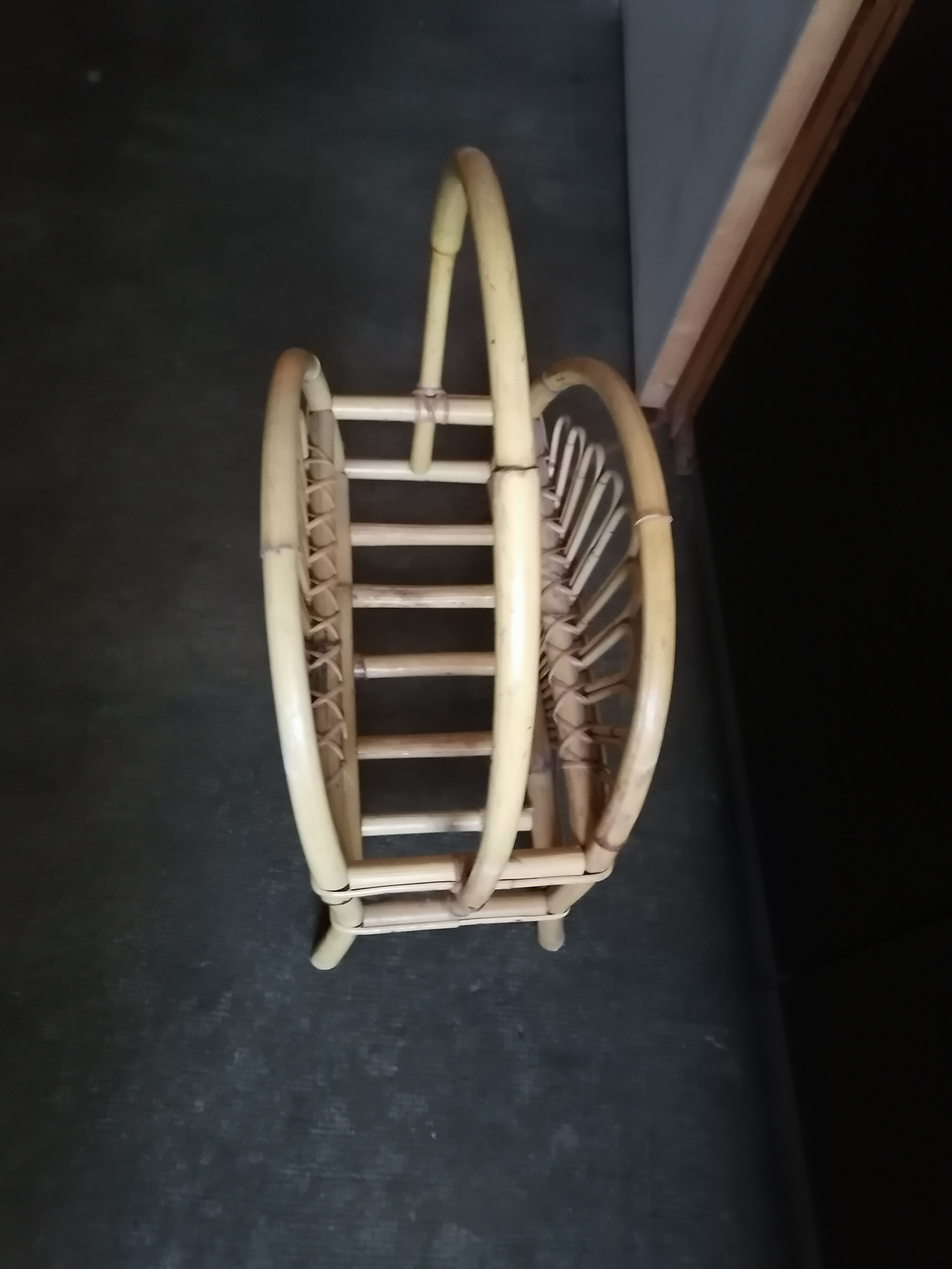 Vintage rattan magazine holder
