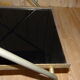 Rolling dessert in gold metal and trays in black formica