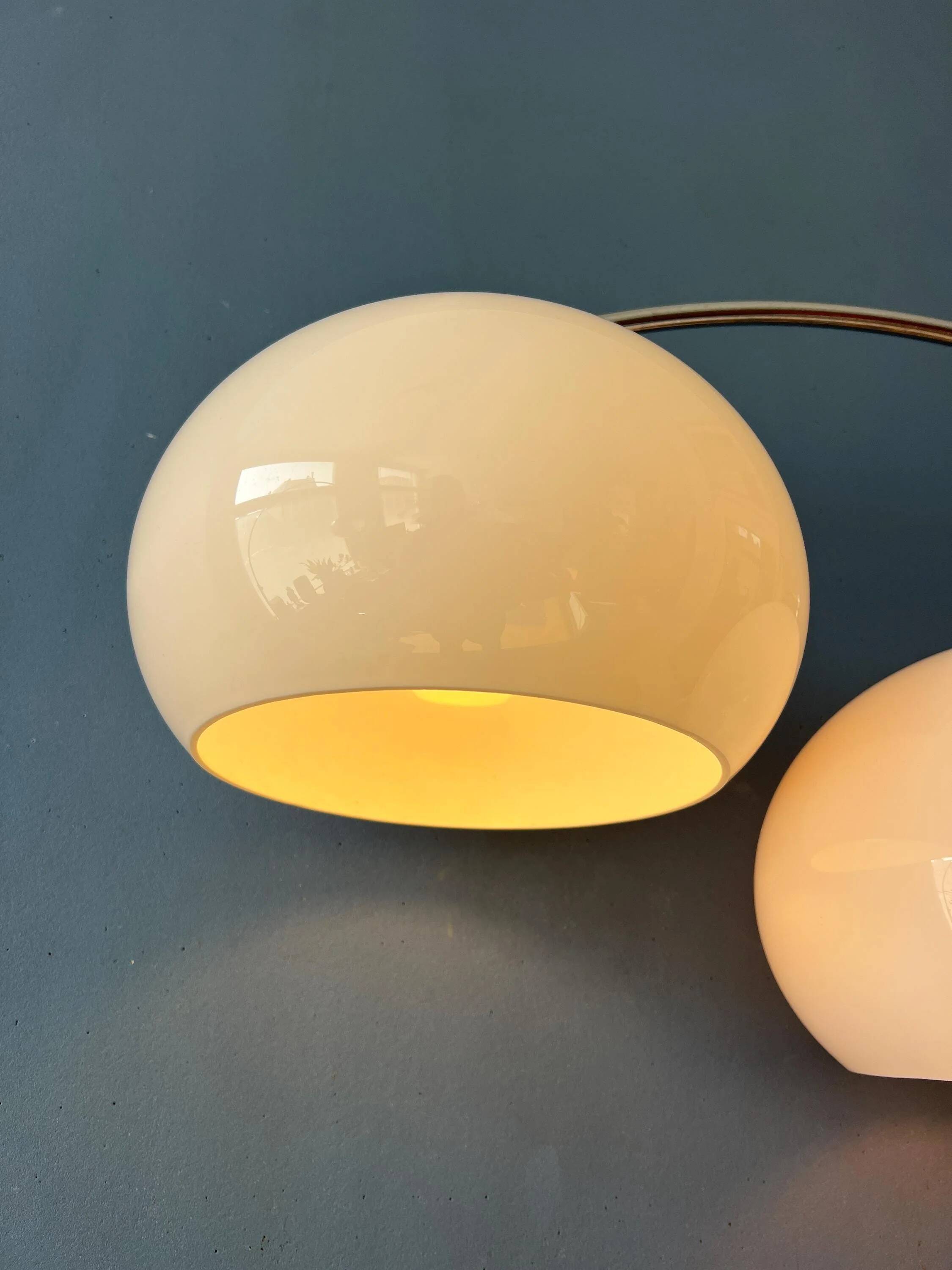 Space Age Dijkstra double arc white mushroom floor lamp