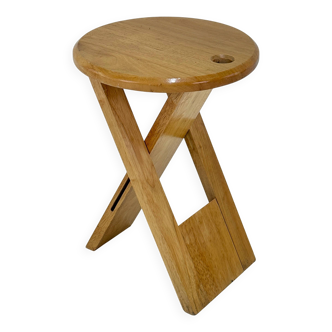 Tabouret pliant en bois, dans le goût de Roger Tallon