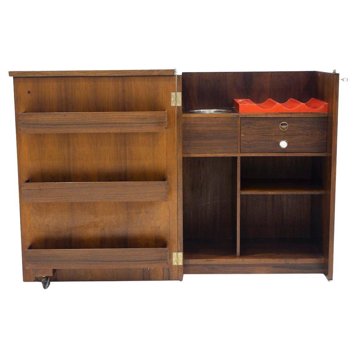 Bar à sec autoportant en bois avec couvercle rabattable