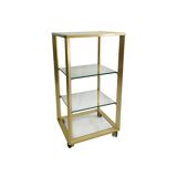 Pierre Vandel Gold étagère On Wheels 1970s Mid Century Hollywood Regency Shelving