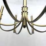 Sciolari, Vintage Italian large 8 lights brass chandelier. 1970s