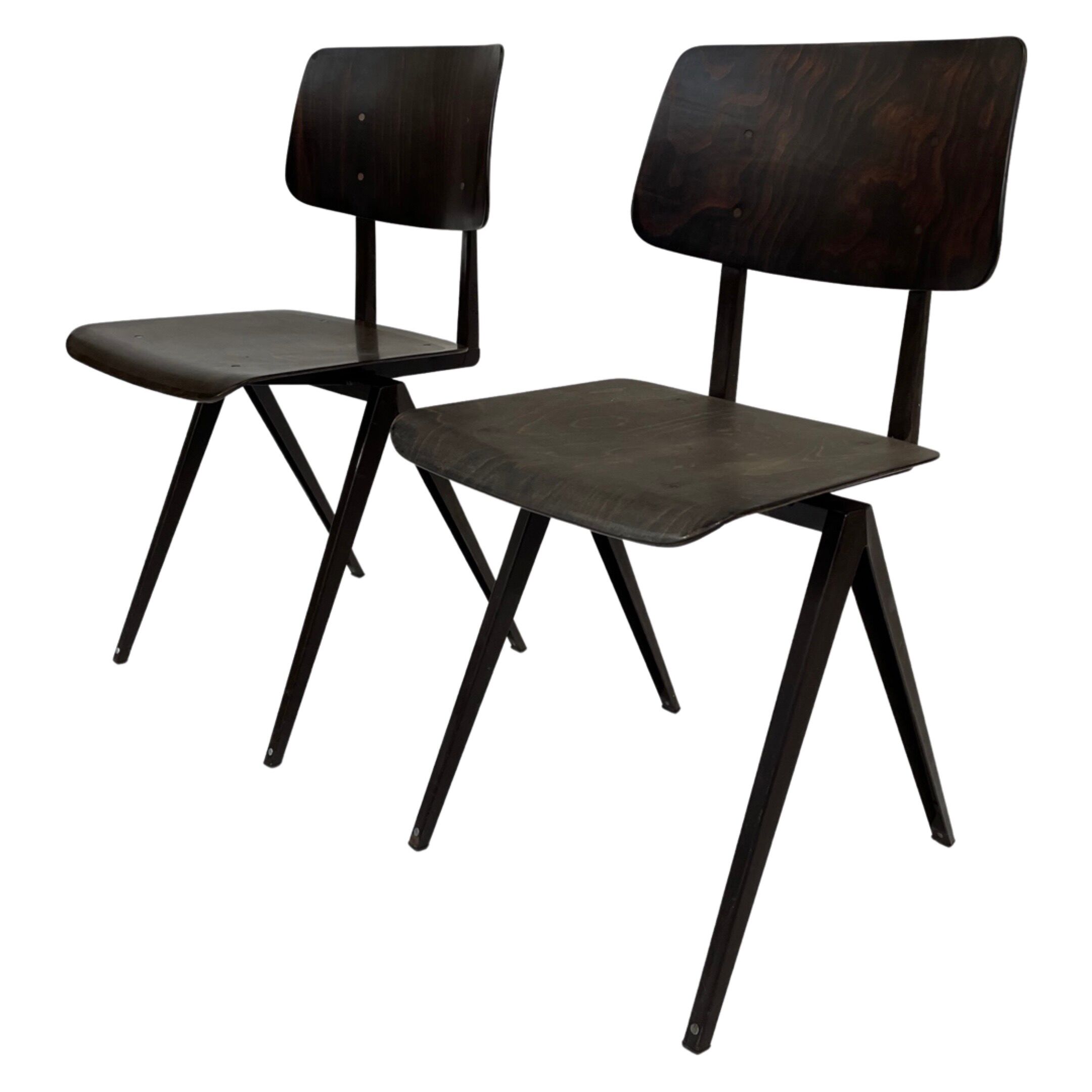 Lot de 4 chaises d’école vintage Galvanitas S16 Pays-Bas