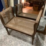 Louis XVI style wooden and cane bench