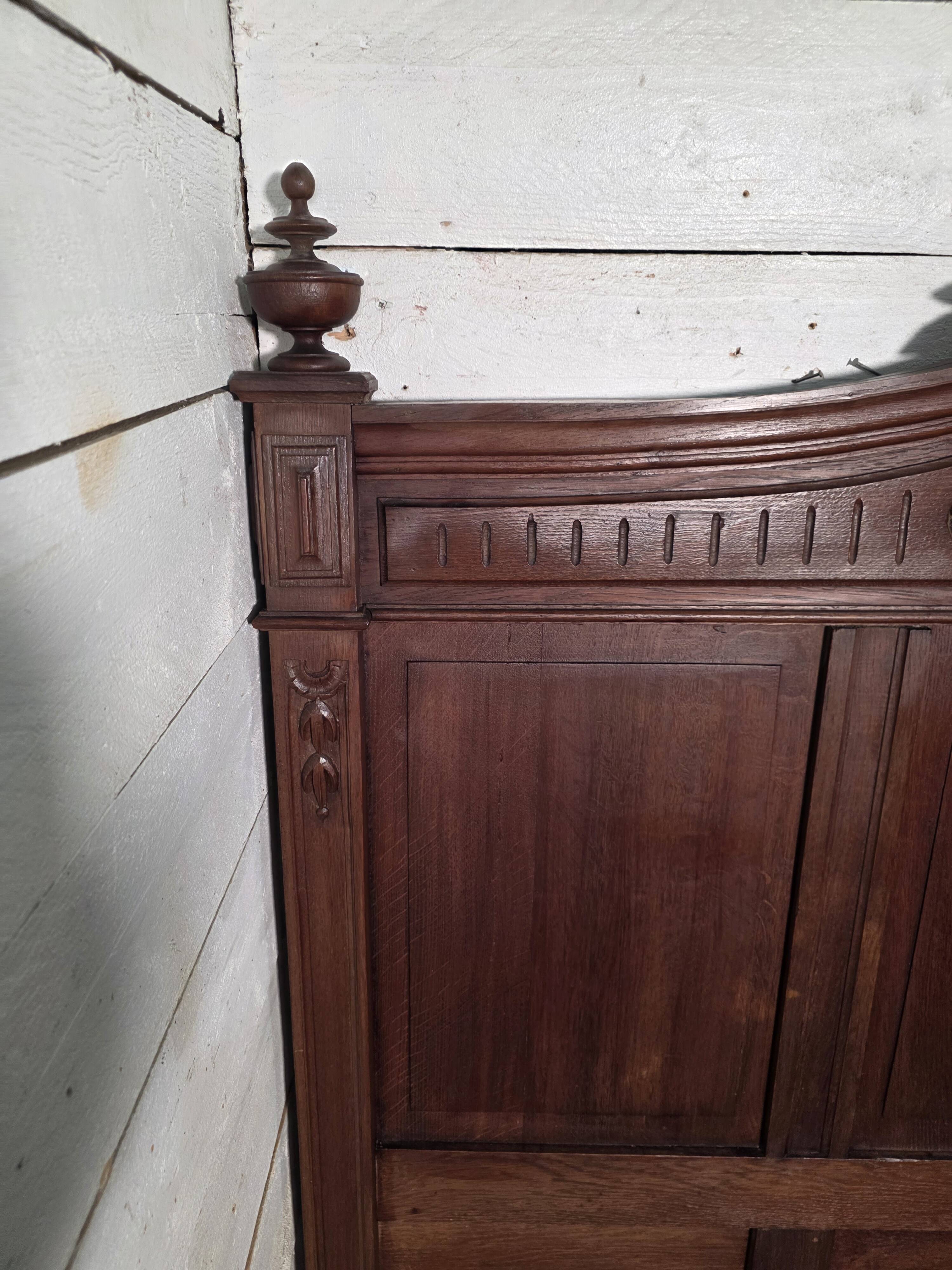 Antique solid oak headboard