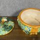 Soup tureen with parrot in colored slip from the mid-20th century