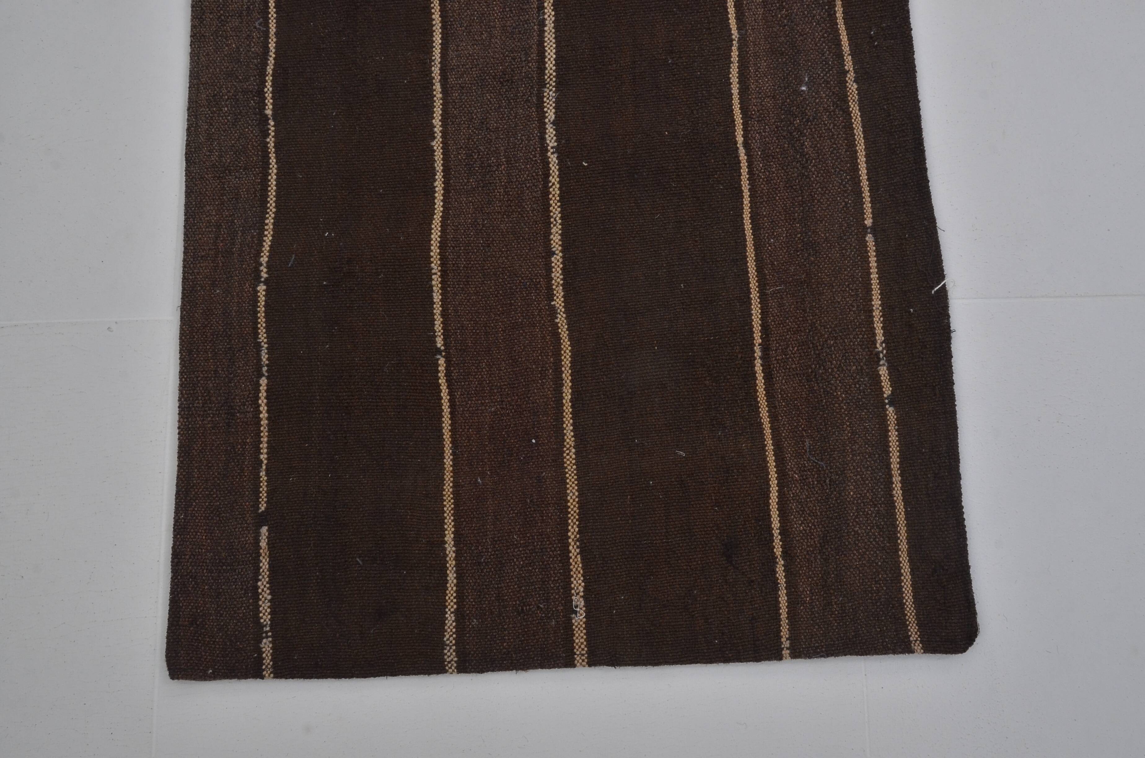 Black And White Handwoven Kilim Runner sku3842