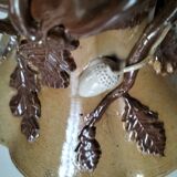 Duo of naturalistic stoneware vases – oak branches & acorns in relief