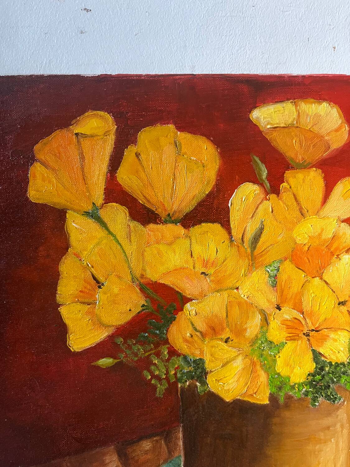 Still life with flowers, bread, apples and chair, signed