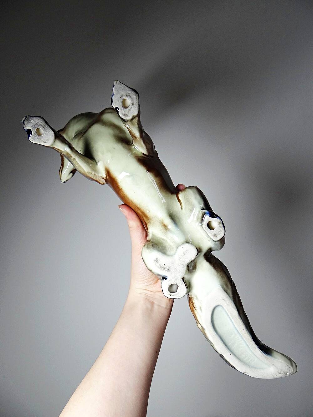 Large ceramic fox from St Clément, after Kraner, 1930s-50s.