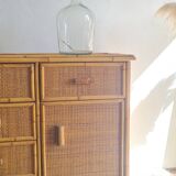 Vintage rattan chest of drawers