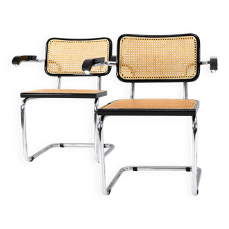 Set of Two Mid Century Modern B64 Breuer Cesca Chairs Amchairs Italy