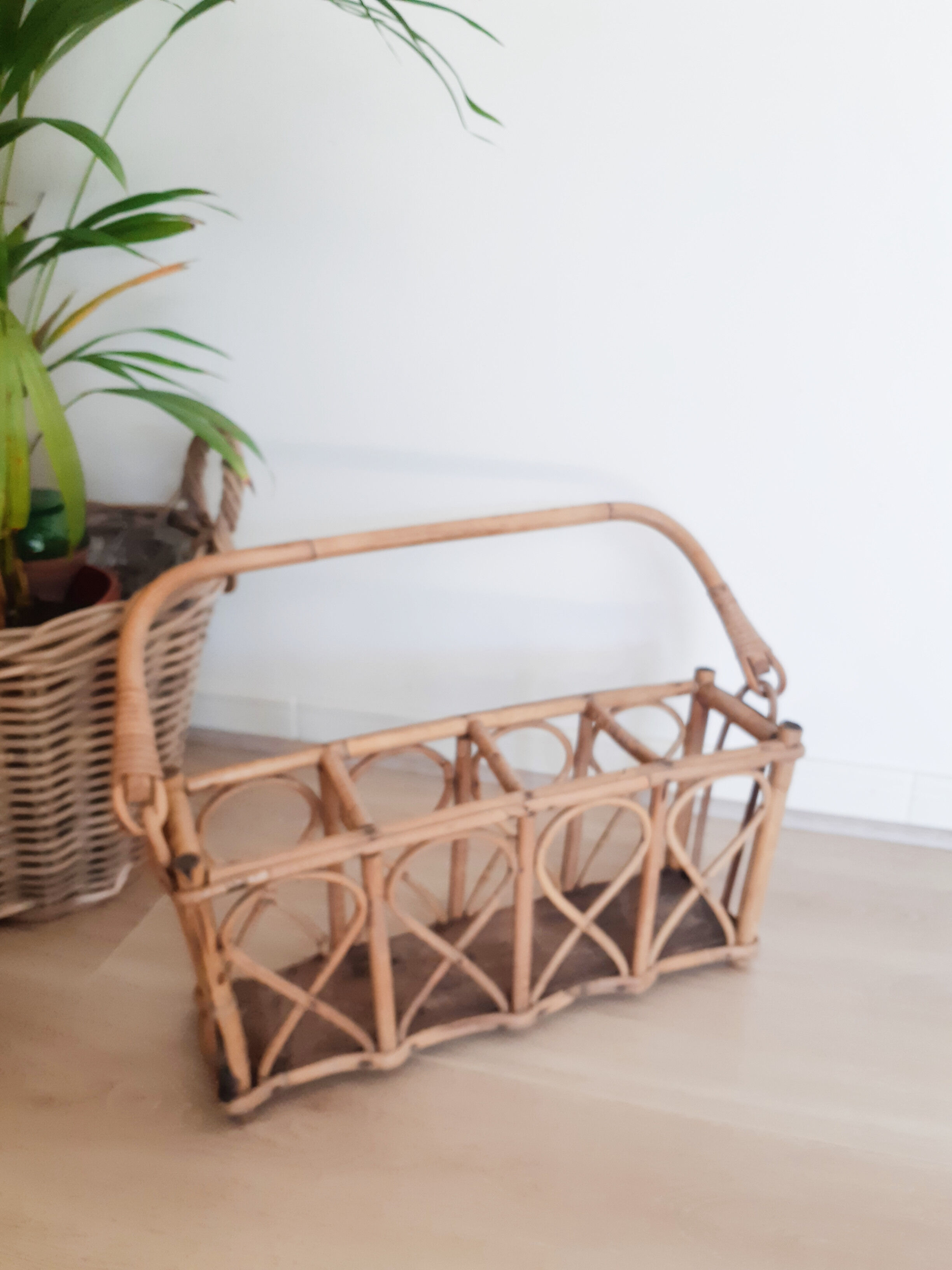 Rattan bottle basket, 50s