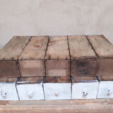 Lot 10 tiroirs anciens atelier poignées bronze