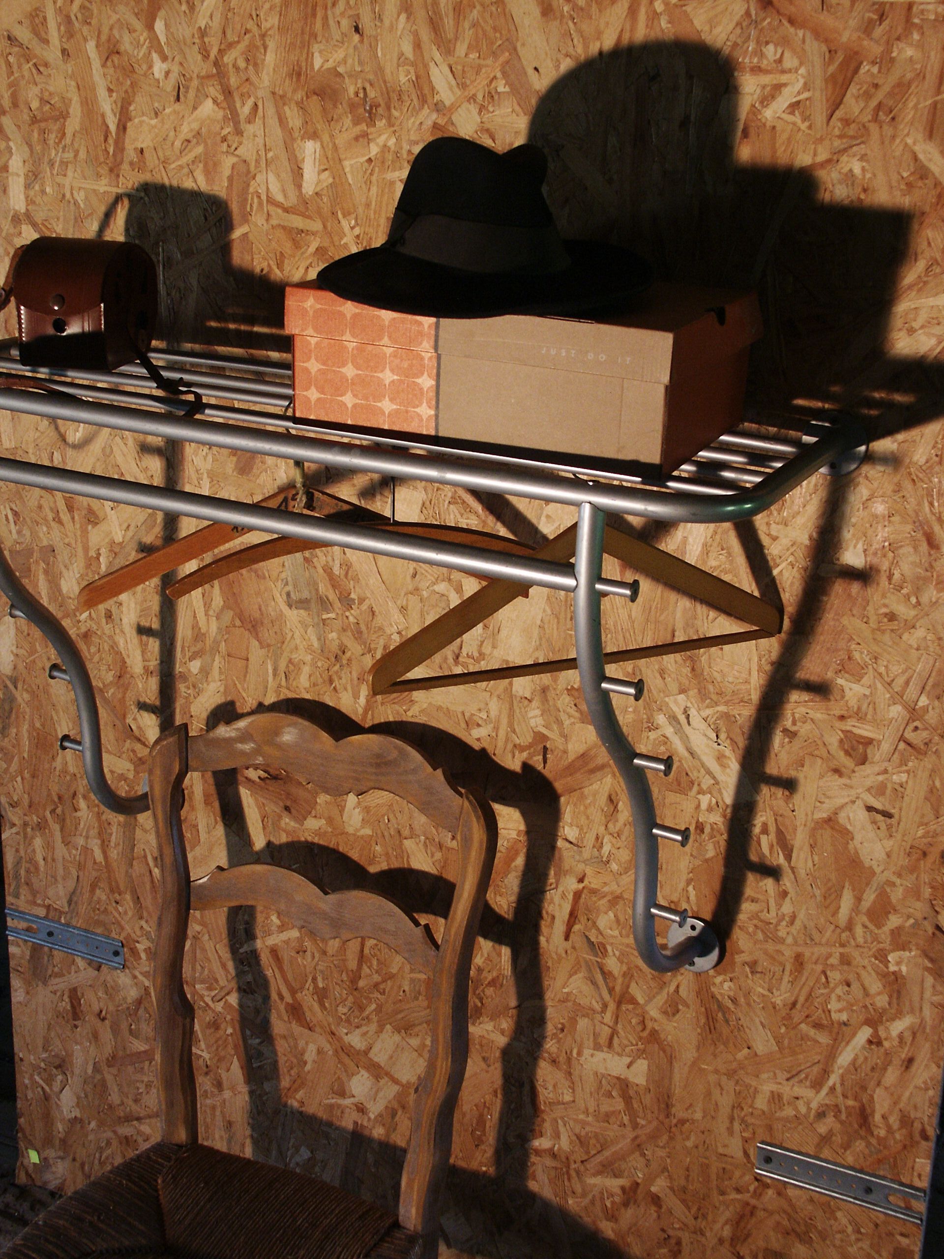 Grey metal coat rack