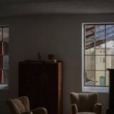 Pair of Danish Art Deco modern lounge chairs in sheepskin with lambswool and elm, 1940s.