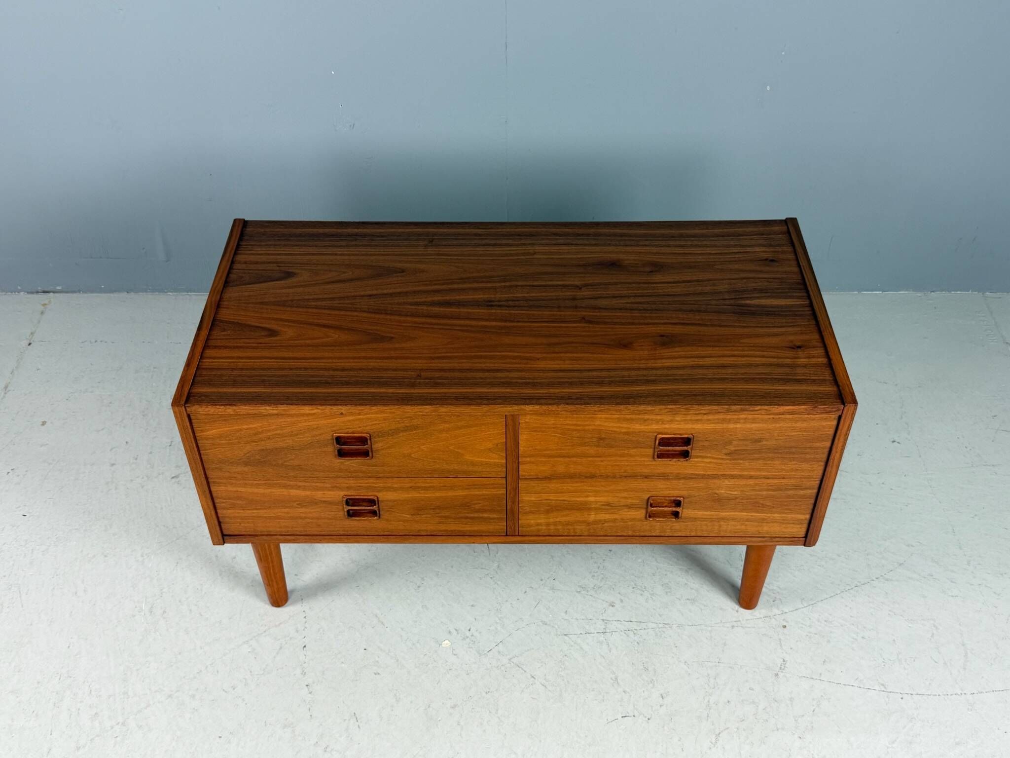 Danish teak low chest with four drawers, 1960s