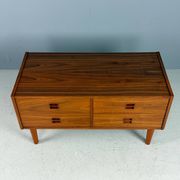 Danish teak low chest with four drawers, 1960s