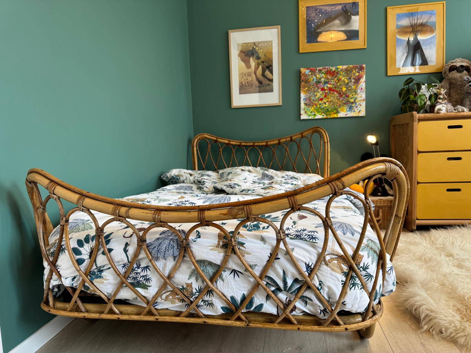 Vintage rattan bed