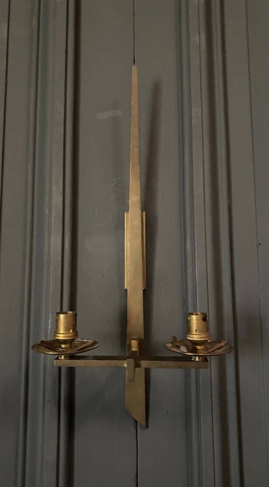 Modernist bronze wall lamp 1960 two lights