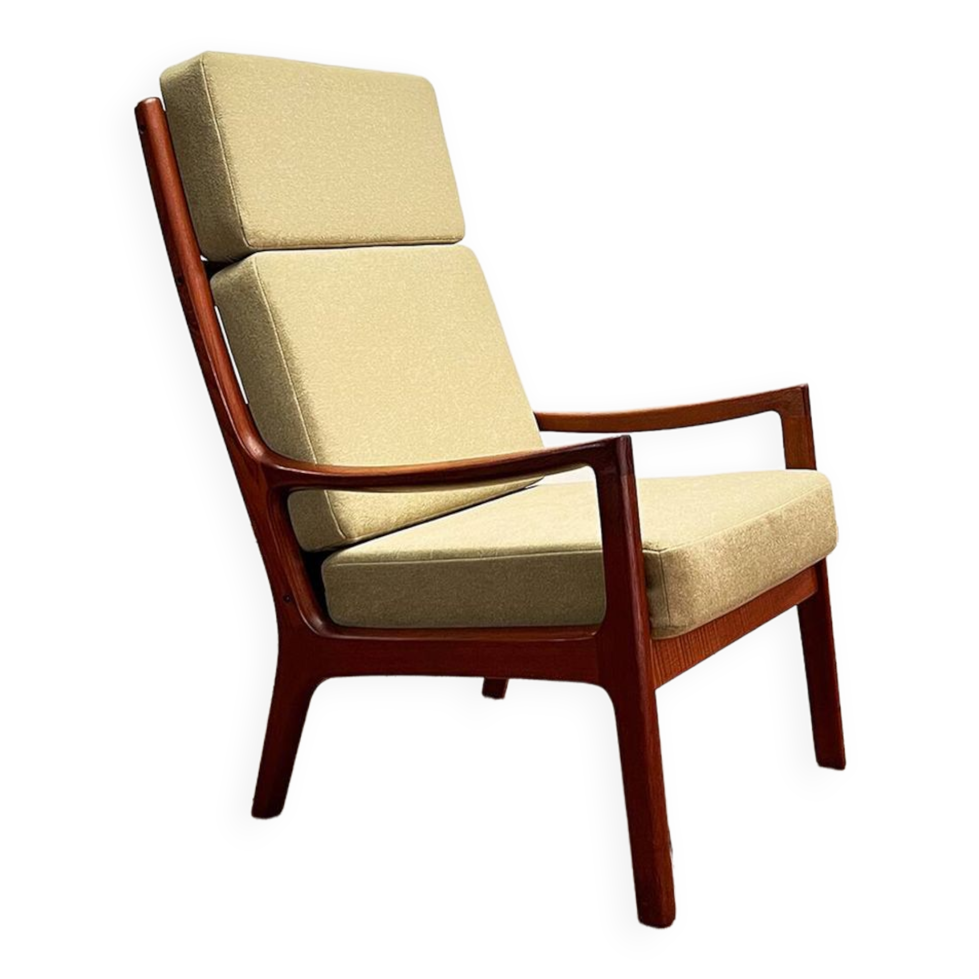 Danish Mid-Century  Lounge Chair and Stool by Ole Wanscher for Poul Jeppensens, Senator Series