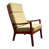 Danish Mid-Century  Lounge Chair and Stool by Ole Wanscher for Poul Jeppensens, Senator Series