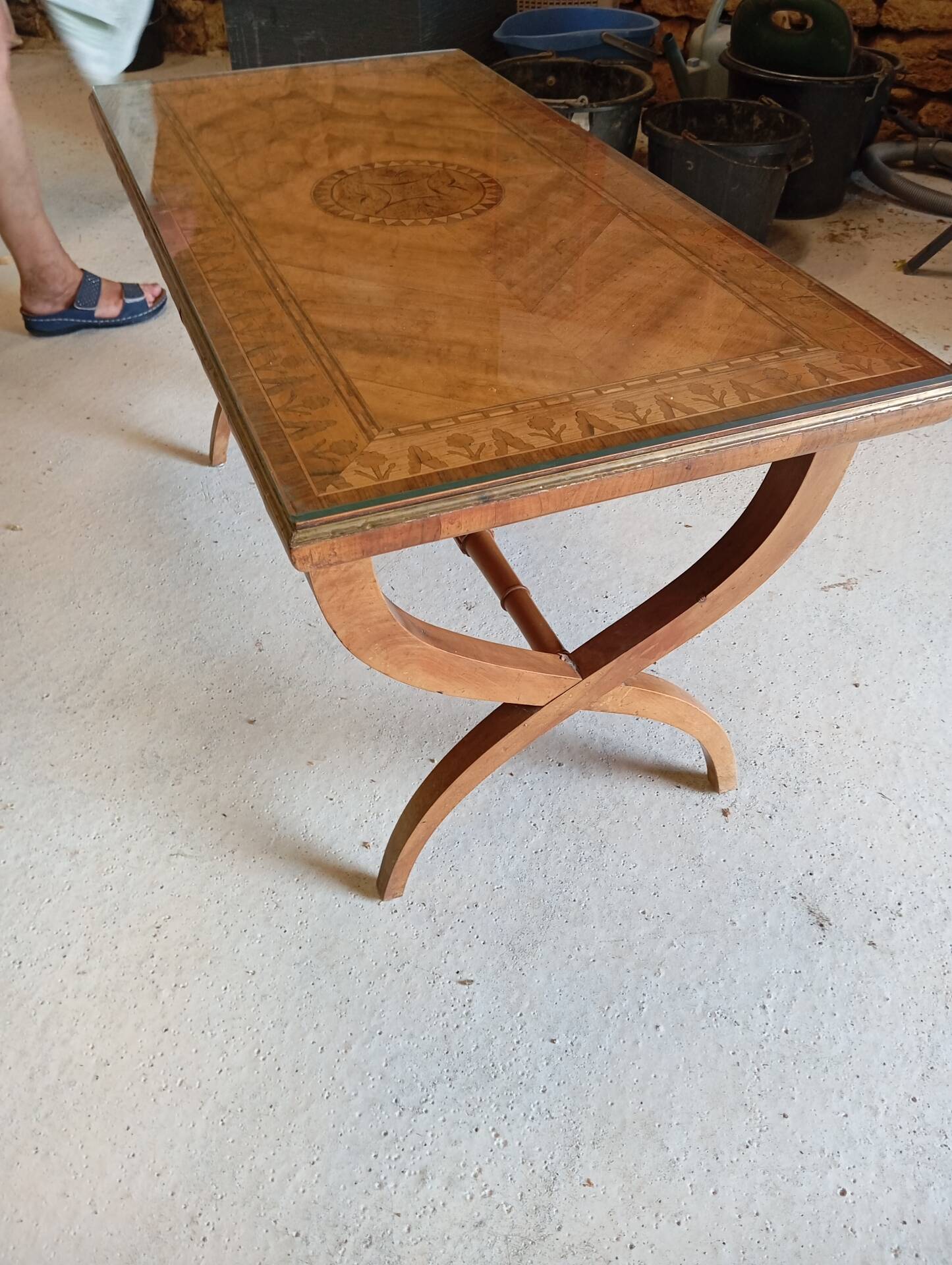 Neo-Classical / Directory Style Coffee Table in Marquetry