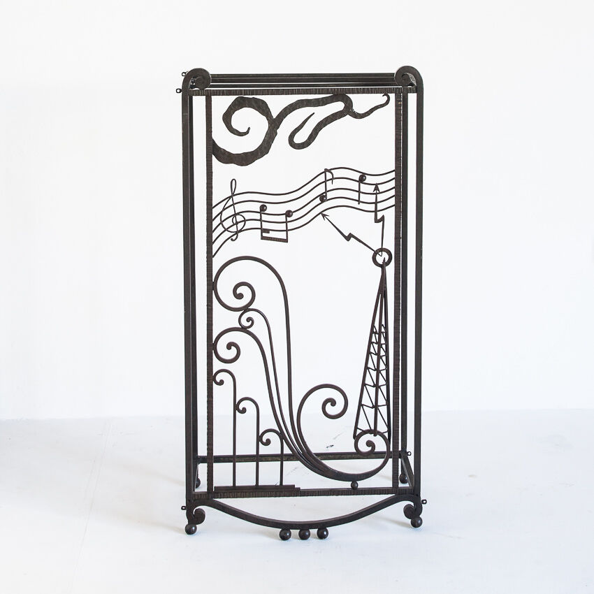 Old wrought iron structure. Vintage, futuristic. Handmade France, 1920