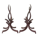 pair of andirons attributed to Raymond Subes, flame model