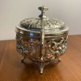 Sugar bowl, silver-plated bonbonnière, late 19th century.