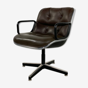 Leather desk chair by Charles Pollock for Knoll 1970