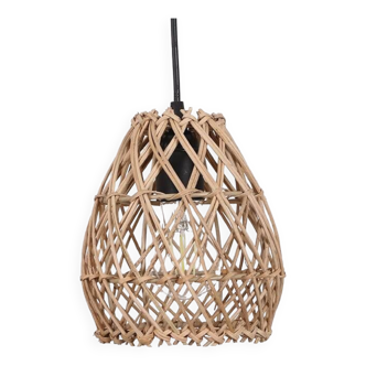 Suspension en rotin beige 17cm