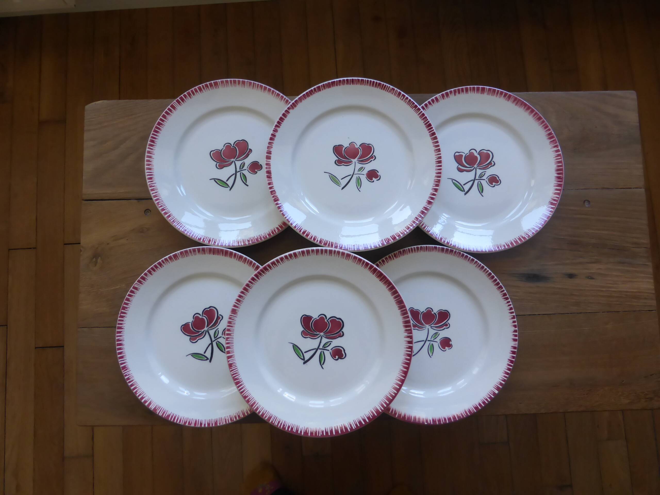 6 vintage flat plates from Badonviller 200825
