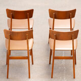 Series of 4 scandinavian chairs with curved back 1960