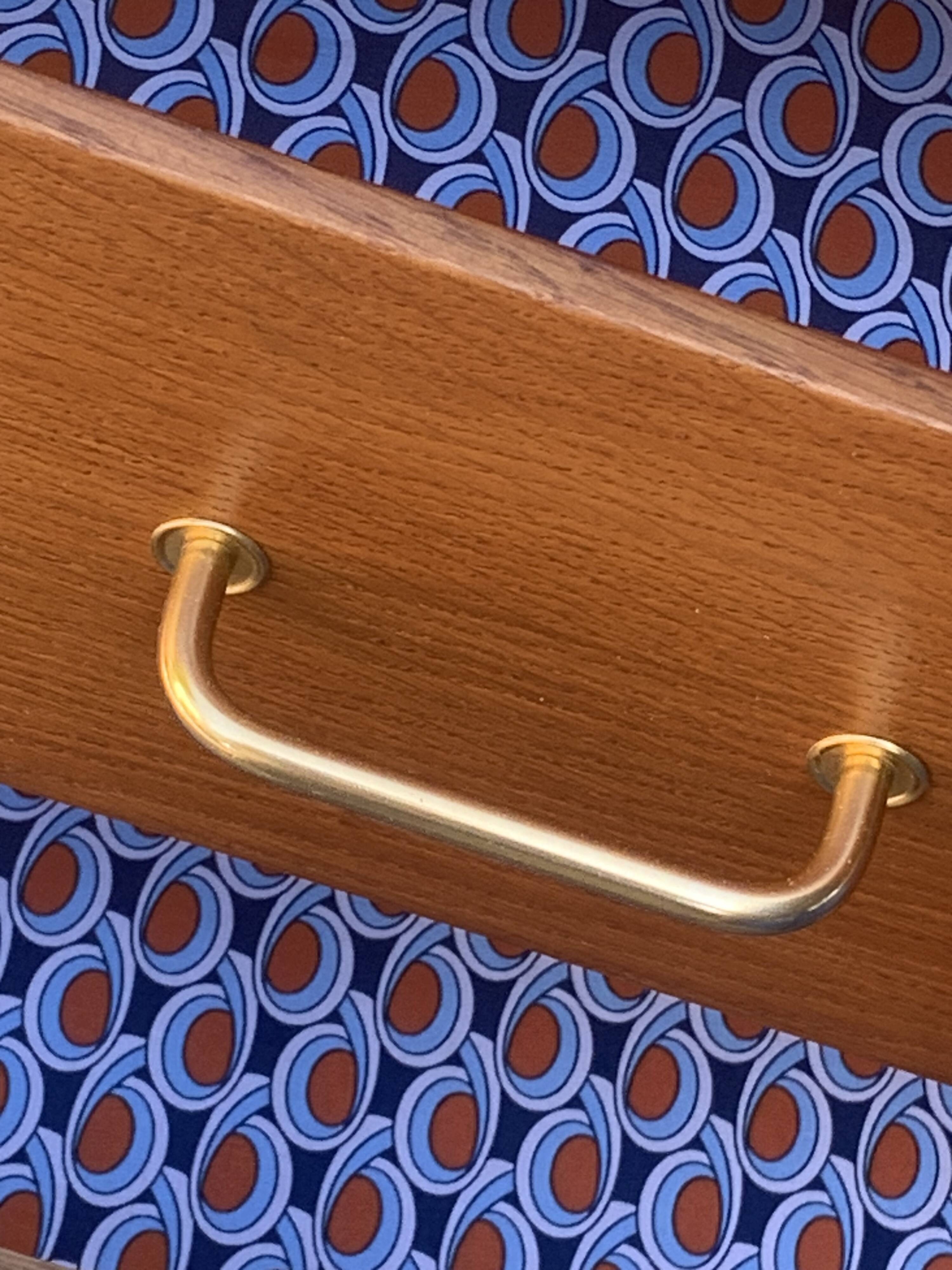 Vintage chest of drawers with oak compass legs, 1950s