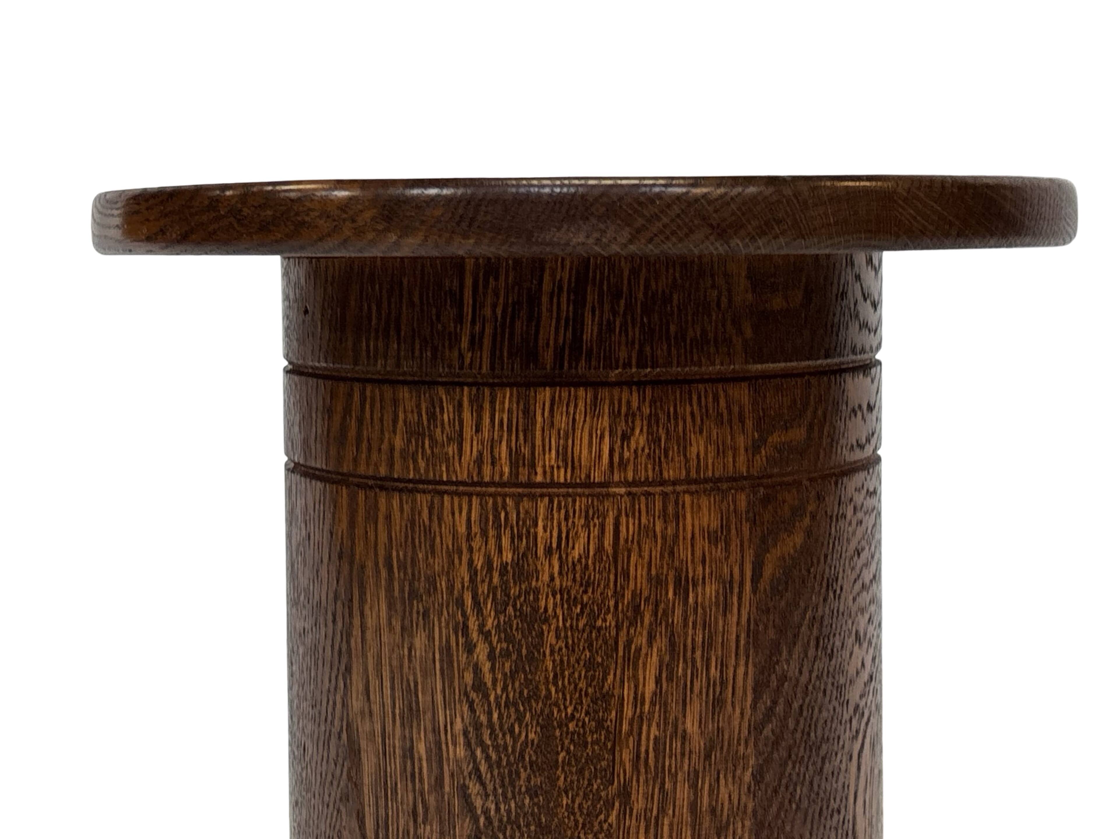 Vintage oak plant table low stool 70s design