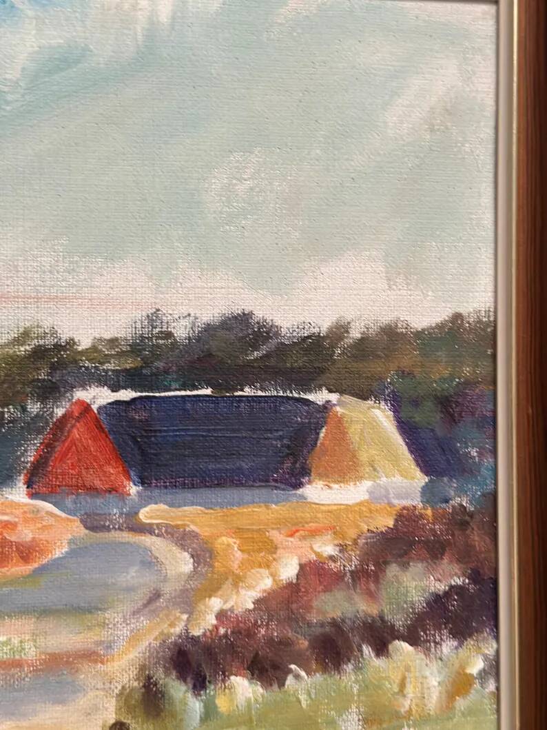 Original Swedish Oil on Canvas - 'Beach House in a Grove' by Carl Köhler - Signed - Vintage and Framed - 38 × 30 cm