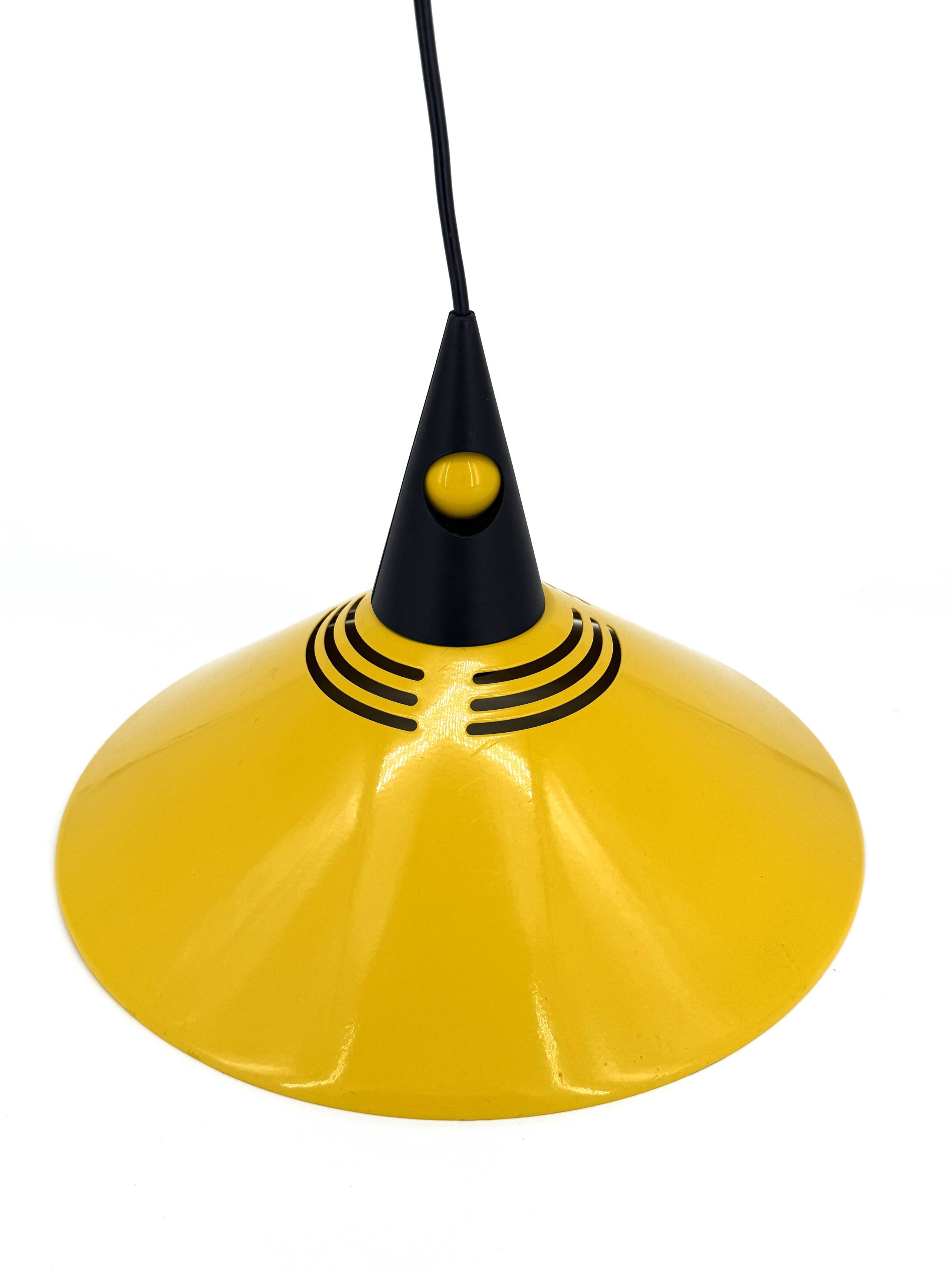 Vintage yellow and black lacquered metal pendant light