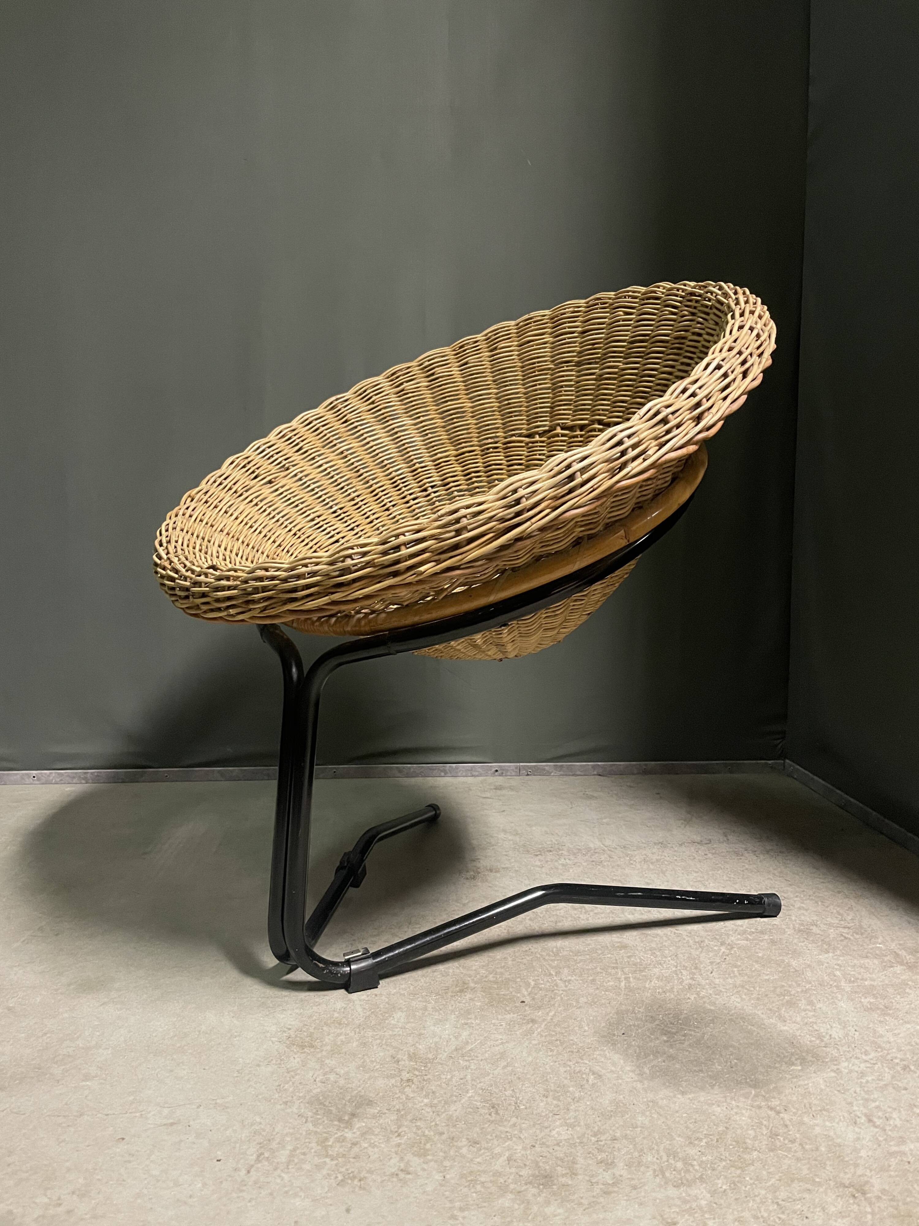 Rattan lounge chair by rohé noordwolde, 1960's