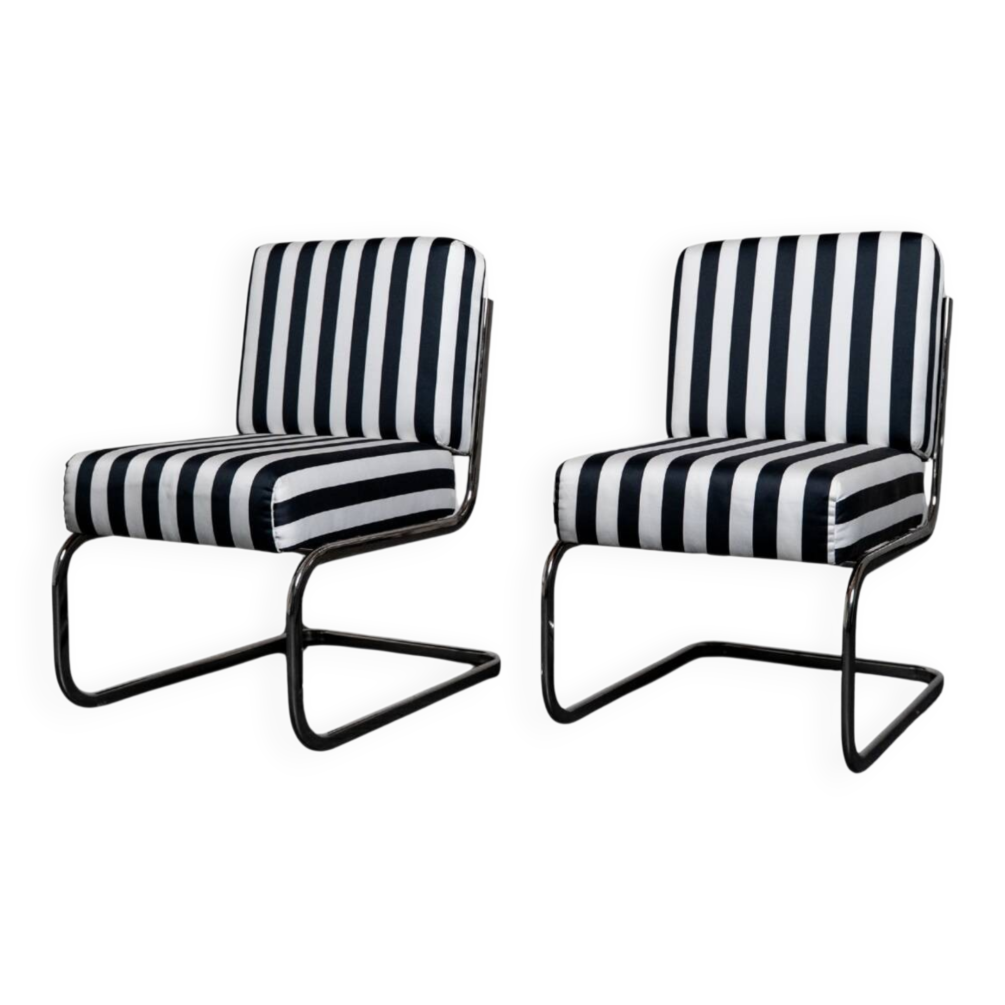 Pair of Seventies stripe armchairs